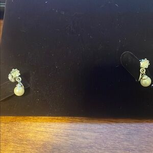 Nina Ricci Pearl and Crystal Earrings